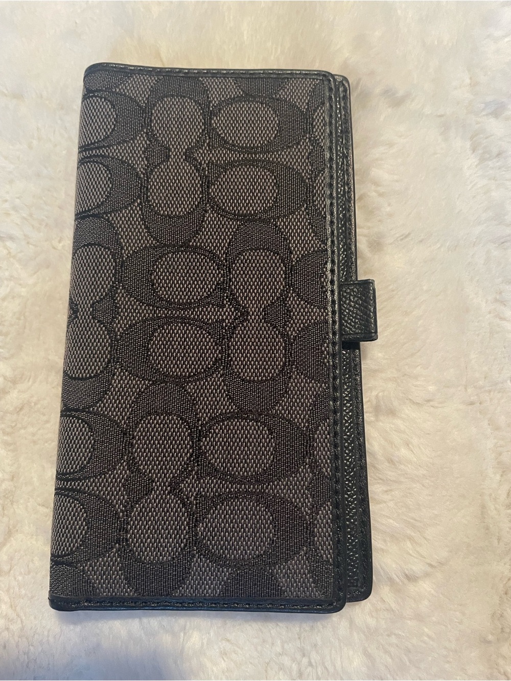 Coach Black Signature Checkbook Wallet
